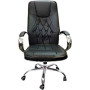 Chaise de Bureau de Direction en Cuir Noire, Fauteuil Exécutif avec Base Chromée