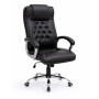 Chaise de Bureau de Direction en Cuir Noire, Fauteuil Exécutif avec Base Chromée