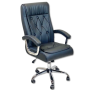Chaise de Bureau de Direction en Cuir Noire, Fauteuil Exécutif avec Base Chromée