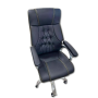 Chaise de Bureau de Direction en Cuir Noire, Fauteuil Exécutif avec Base Chromée