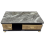 Ensemble Meuble TV & Table Basse Effet Marbre, Design Moderne avec Finitions Dorées