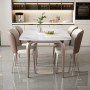 Ensemble Table à Manger Luxe en Pierre Frittée Blanche, 1 Table & 6 Chaises Modernes