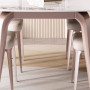 Ensemble Table à Manger Luxe en Pierre Frittée Blanche, 1 Table & 6 Chaises Modernes