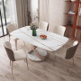 Ensemble Table à Manger Moderne Italienne en Marbre Blanc, Structure Inox & Hauteur Réglable