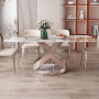 Ensemble Table à Manger Moderne Italienne en Marbre Blanc, Structure Inox & Hauteur Réglable