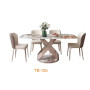Ensemble Table à Manger Moderne Italienne en Marbre Blanc, Structure Inox & Hauteur Réglable