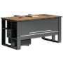 Bureau de Direction Moderne avec Rangements, Design Bicolore Bois & Gris