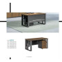 Bureau de Direction Moderne avec Rangements, Design Bicolore Bois & Gris