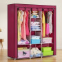 Armoire de rangement d’habits Portative 3 battants avec Housse en Tissu – 130×45×175 cm