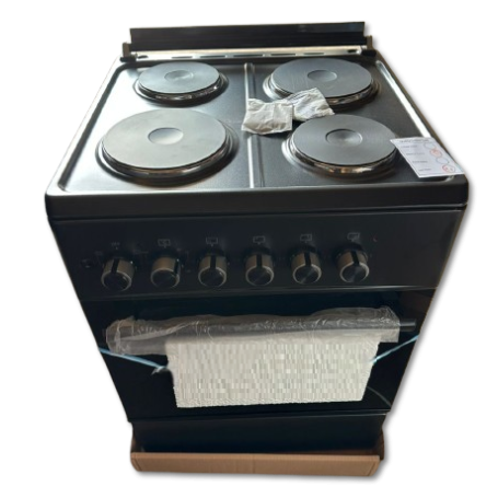 Cuisinière Électrique MAXI F6S04E3, 60x60, 4 Foyers avec Four Électrique Inox Noir