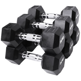 Paires d'haltères hexagonaux 10kg | Noir