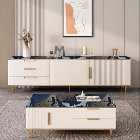 Ensemble Table Basse et Meuble TV de Luxe BML UL-Nora26NCF005 pour Salon