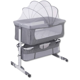 Berceau à Bascule Électrique 3 en 1 pour bébé de 0 à 24 mois avec Télécommande et Hauteur Réglable - Gris