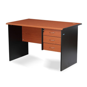 Table De Bureau Avec 3 Tiroirs, 120 × 75 Cm, Marron/noir, Design Contemporain