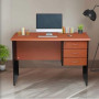 Table De Bureau Avec 3 Tiroirs, 140 × 75 Cm, Marron/noir, Design Contemporain