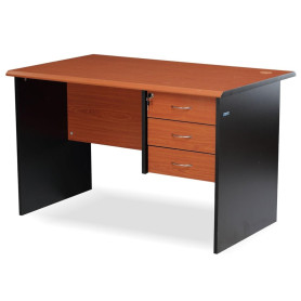 Table De Bureau Avec 3 Tiroirs, 140 × 75 Cm, Marron/noir, Design Contemporain
