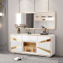 Ensemble Meuble Tv Et Table Basse De Luxe Moderne BML-8193 – Avec Cave À Vin Et Finition En Verre Blanc