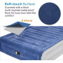 Matelas Pneumatique auto Gonflable En Pvc Floqué Avec Pompe À Air Intégrée 203×157×47 cm