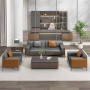 Ensemble Canapé de Bureau Sectionnel en Cuir Synthétique, Sofa Modulaire Moderne en Cuir PU