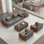 Ensemble Canapé de Bureau Sectionnel en Cuir Synthétique, Sofa Modulaire Moderne en Cuir PU