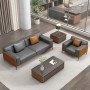 Ensemble Canapé de Bureau Sectionnel en Cuir Synthétique, Sofa Modulaire Moderne en Cuir PU