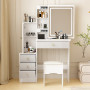 Coiffeuse Moderne avec Miroir Lumineux, pour Chambre à Coucher ou Bureau - Blanc