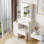 Coiffeuse Moderne avec Miroir Lumineux, pour Chambre à Coucher ou Bureau - Blanc
