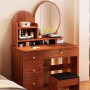 Coiffeuse Moderne avec Miroir et Tabouret, 4 Tiroirs, 3 Étagères – 80 × 40 × 132 cm