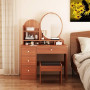 Coiffeuse Moderne avec Miroir et Tabouret, 4 Tiroirs, 3 Étagères – 80 × 40 × 132 cm