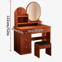 Coiffeuse Moderne avec Miroir et Tabouret, 4 Tiroirs, 3 Étagères – 80 × 40 × 132 cm