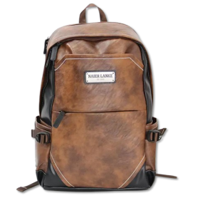 Sac à Dos Naier Lanke en Similicuir Marron, Élégant, Grande Capacité, 50 cm