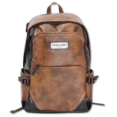 Sac à Dos Naier Lanke en Similicuir Marron, Élégant, Grande Capacité, 50 cm
