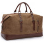 Sac de Voyage AutumnDeer en Toile et Cuir, Grande Capacité, Marron