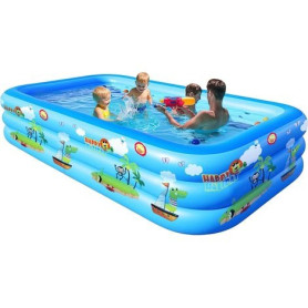 Piscine Gonflable Rectangulaire pour Enfants, Motifs Animaux de la Jungle – 260 × 170 × 60 cm