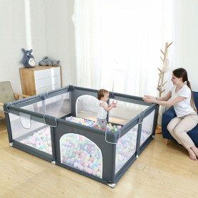Parc de Jeu Bébé Pliable Baby Fence, Aire de Jeu Sécurisée avec Portail pour Enfants 6 Mois à 6 Ans, 150 x 180 cm