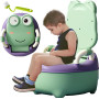 Pot d’Entraînement Bébé Pliable avec Siège de Toilette, Réducteur Portable Antidérapant avec Couvercle Anti-Éclaboussures