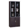 Classeur de Bureau Evergreen Y002, Armoire de Rangement avec Portes en Verre Trempé et Portes Bois