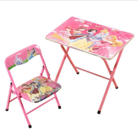 Ensemble Table et Chaise d'Étude pour Enfant, Bureau Réglable avec Motifs Dessins Animés