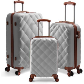 Ensemble de Valises de Luxe 3 Pièces, ABS Rigide avec Serrure TSA, Roulettes Pivotantes – Beige Élégant