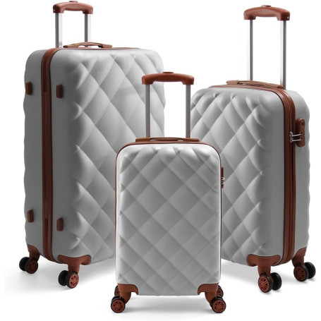 Ensemble de Valises de Luxe 3 Pièces, ABS Rigide avec Serrure TSA, Roulettes Pivotantes – Beige Élégant