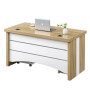 Bureau de Direction en Mélaminé Bois Clair & Blanc, avec Passe-Câbles Intégrés