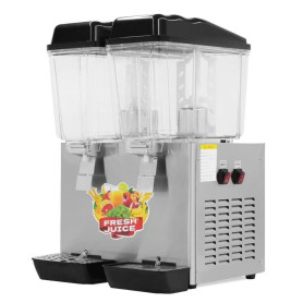 Distributeur de Jus Commercial Double Bac, 32 litres, Réfrigéré en Acier Inoxydable