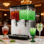 Distributeur de Jus Commercial Double Bac, 32 litres, Réfrigéré en Acier Inoxydable