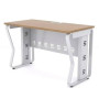 Bureau de travail moderne GVVP280,120 cm, Blanc, Mélamine & Pieds Métal Noir