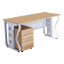 Bureau de travail moderne GVVP280,120 cm, Blanc, Mélamine & Pieds Métal Noir