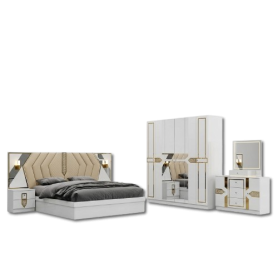 Chambre à Coucher Complète de Luxe KD-301, Lit King Size, Armoire et Commode – Style Moderne