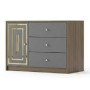 Chambre à Coucher Complète Moderne, Model : 8811, Lit, Armoire et Commode, Gris Foncé avec Accents Dorés