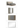 Chambre à Coucher Complète Moderne, Model : 8811, Lit, Armoire et Commode, Gris Foncé avec Accents Dorés