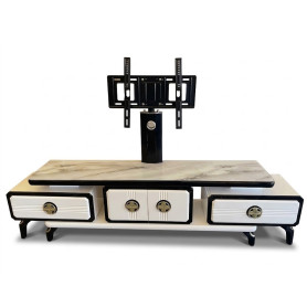 Meuble TV avec Support Mural TV-518-TWO, Plateau supérieur en finition marbre, Structure robuste et stable