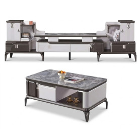 Meuble TV Modulable 6730 avec Table Basse 6712, Ensemble de Salon Moderne